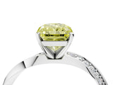 Silver Fancy Yellow Radiant Cut Diamond Engagement Ring with Side Stone Accents and Four-Prong Setting_52