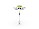 Silver Fancy Yellow Radiant Cut Diamond Floral Double Halo Engagement Ring with Prong Setting_218
