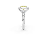 Silver Fancy Yellow Radiant  Cut Diamond Floral Halo Engagement Ring with Shared Prong Setting 3