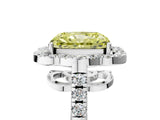 Silver Fancy Yellow Radiant Cut Diamond Floral Halo Split Shank Prong Setting Ring_11