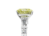 Silver Fancy Yellow Radiant  Cut Diamond Ring with Baguette Side Stones, Channel Set Band, and Four-Prong Setting_17