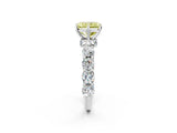 Silver Fancy Yellow Radiant Cut Diamond Side Stone Engagement Ring with Four-Prong Setting_21