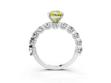 Silver Fancy Yellow Radiant Cut Diamond Side Stone Engagement Ring with Four-Prong Setting_22