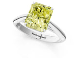 Silver Fancy Yellow Radiant Cut Diamond Solitaire Engagement Ring with Cathedral Setting and Four-Prong Mount_13