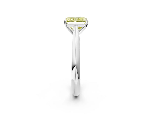 Sterling Silver Radiant Cut Solitaire Cathedral Engagement Ring Setting for Fancy Yellow Center