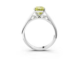 Silver Fancy Yellow Radiant Cut Diamond Solitaire Engagement Ring with Cathedral Setting and Four-Prong Mount_15