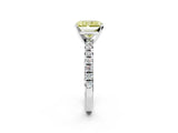 Silver Fancy Yellow Radiant Cut Diamond Solitaire Pavé Engagement Ring with Round Band and Prong Setting_3