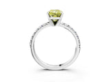 Silver Fancy Yellow Radiant Cut Diamond Solitaire Pavé Engagement Ring with Round Band and Prong Setting_4