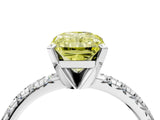 Silver Fancy Yellow Radiant Cut Diamond Solitaire Pavé Engagement Ring with Round Band and Prong Setting_5