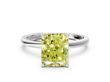 Silver Fancy Yellow Radiant Cut Diamond Solitaire Ring with Classic Band and Four-Prong Setting_6