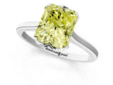 Silver Fancy Yellow Radiant Cut Diamond Solitaire Ring with Flower Prong Setting and Classic Band_13