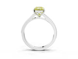 Silver Fancy Yellow Radiant Cut Diamond Solitaire Ring with Pavé Band and Prong Setting_15