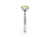 Silver Fancy Yellow Radiant Cut Diamond Solitaire Ring with Round  Pavé Band and Four-Prong Setting_38