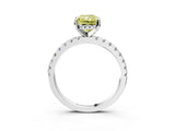 Silver Fancy Yellow Radiant Cut Diamond Solitaire Ring with Round  Pavé Band and Four-Prong Setting_39