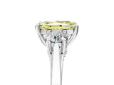 Silver Fancy Yellow Radiant Cut Diamond Three-Stone Engagement Ring with Prong Setting and Pavé Band_11