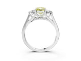 Silver Fancy Yellow Radiant Cut Diamond Three-Stone Engagement Ring with Prong Setting and Pavé Band_9