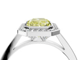 Silver Fancy Yellow Radiant Cut Halo Bezel Diamond Pave Band Ring_10