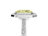Silver Fancy Yellow Radiant Cut Halo Bezel Diamond Pave Band Ring_11