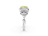 Silver Fancy Yellow Radiant Cut Halo Diamond Split Shank Engagement Ring with Four-Prong Setting_8