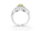Silver Fancy Yellow Radiant Cut Halo Diamond Split Shank Engagement Ring with Four-Prong Setting_9