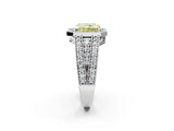 Silver Fancy Yellow Radiant Cut Halo Diamond Split Shank Ring with Prong Setting_8