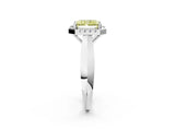 Silver Fancy Yellow Radiant  Cut Halo Solitaire Engagement Ring with Square Band and Four-Prong Setting_20