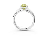 Silver Fancy Yellow Radiant  Cut Solitaire Engagement Ring with Tapered Band and Four-Prong Setting 3