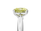Silver Fancy Yellow Radiant  Cut Solitaire Engagement Ring with Tapered Band and Four-Prong Setting 5