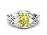 Silver Fancy Yellow Radiant Cut Solitaire Intertwined Band Prong Setting Ring_6