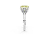 Silver Fancy Yellow Radiant Cut Solitaire Split Shank Pave Diamond Engagement Ring with Four-Prong Setting_104