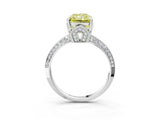 Silver Fancy Yellow Radiant Cut Solitaire Split Shank Pave Diamond Engagement Ring with Four-Prong Setting_105