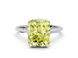 Silver Fancy Yellow Radiant Cut Solitaire Split Shank Pave Diamond Engagement Ring with Four-Prong Setting_30