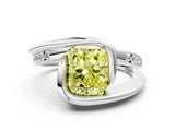 Silver Fancy Yellow Radiant Cut Solitaire Tension-Set Diamond Split Shank Ring_6