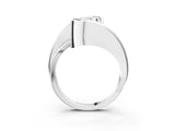 Silver Fancy Yellow Radiant Cut Solitaire Tension-Set Diamond Split Shank Ring_9