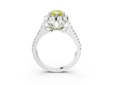 Silver Fancy Yellow Radiant  Halo Diamond Floral Split Shank Engagement Ring 3