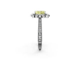 Silver Fancy Yellow Radiant  Halo Milgrain Pave Diamond Ring with Four-Prong Setting 2