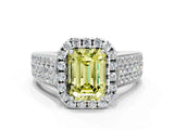 Silver Fancy Yellow Radiant  Halo Round Diamond Pave Band with Prong Setting 1