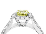 Silver Fancy Yellow Radiant  Halo Round Diamond Pave Band with Prong Setting 5
