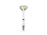 Silver Fancy Yellow Radiant  Solitaire Diamond Ring with Four-Prong Setting and Tapered Band 2