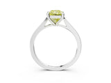 Silver Fancy Yellow Radiant  Solitaire Diamond Ring with Four-Prong Setting and Tapered Band 3