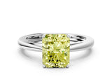 Silver Fancy Yellow Radiant  Solitaire Diamond Ring with Split Shank and Four-Prong Setting_12