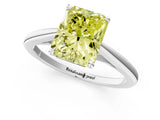 Silver Fancy Yellow Radiant  Solitaire Engagement Ring with Four-Prong Setting and Classic Band 1