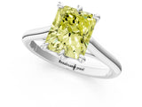 Silver Fancy Yellow Radiant  Solitaire Engagement Ring with Six-Prong Setting and Classic Band 1