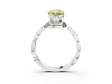 Silver Fancy Yellow Radiant  Solitaire Twist Band with Leaf Prong Setting 4
