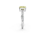 Silver Fancy Yellow Radiant  Solitaire Twisted Pave Diamond Ring with Four-Prong Setting_2