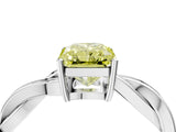 Silver Fancy Yellow Radiant  Solitaire Twisted Pave Diamond Ring with Four-Prong Setting_4