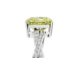 Silver Fancy Yellow Radiant  Solitaire Twisted Pave Diamond Ring with Four-Prong Setting_5