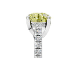 Silver Fancy Yellow Round  Brilliant Diamond Solitaire with Pavé Band and Four-Prong Setting 5