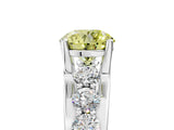 Silver Fancy Yellow Round  Brilliant Solitaire with Side Stones on a Pave Band and Four-Prong Setting_5