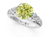 Silver Fancy Yellow Round Cut Brilliant Diamond Pavé Band with Six-Prong Setting_25
